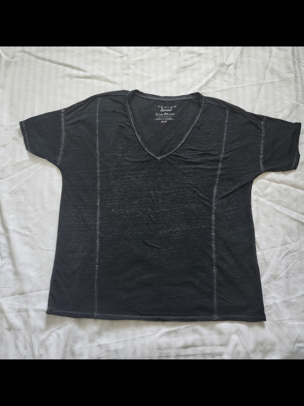 Lucky Brand Men's Charcoal V-Neck Short Sleeve Tee